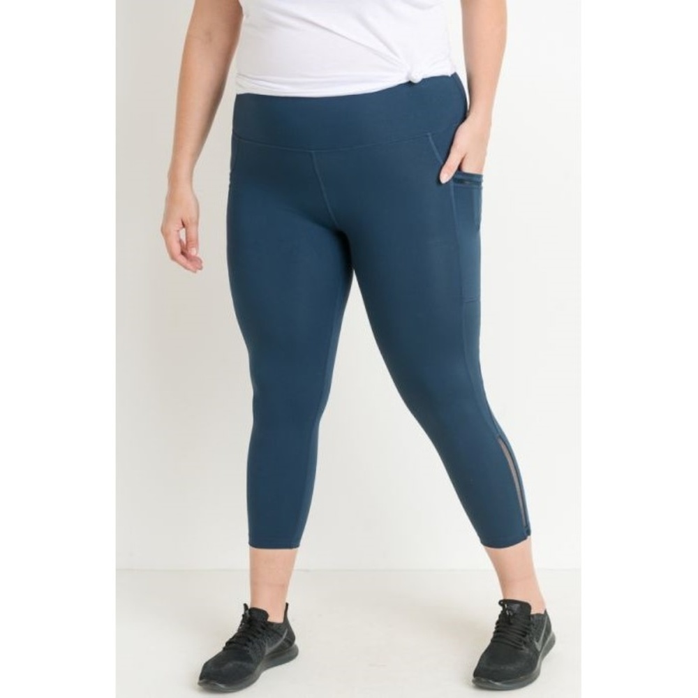 PLUS Highwaist Side Mesh Slit Detail Full Leggings